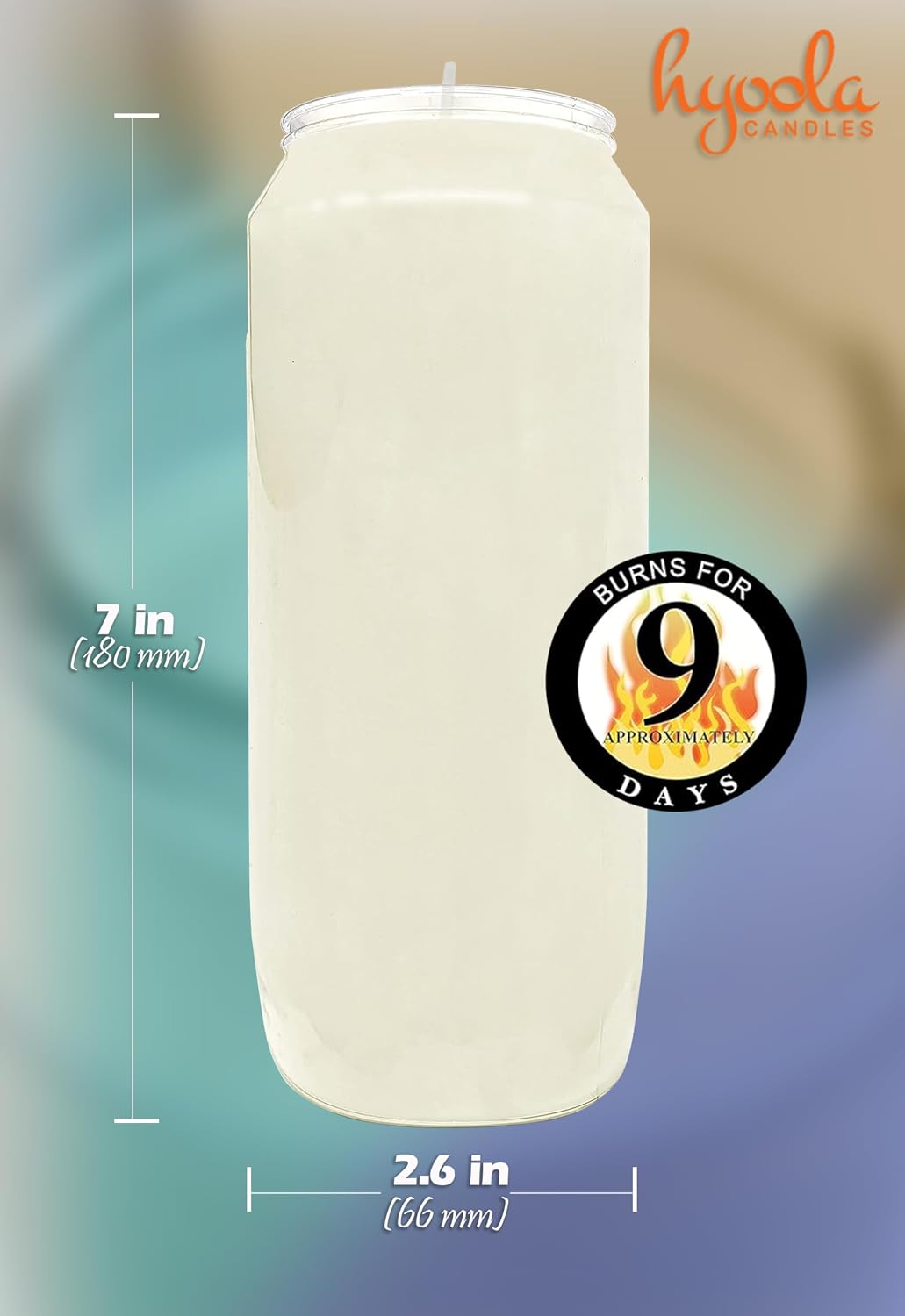 Hyoola 9 Day Prayer Candles 7 inch Tall Pillar Candles for Religious, Memorial, Party Decor, Vigil and Emergency Use - Vegetable Oil Wax in Plastic Jar Container, White (Pack of 10)