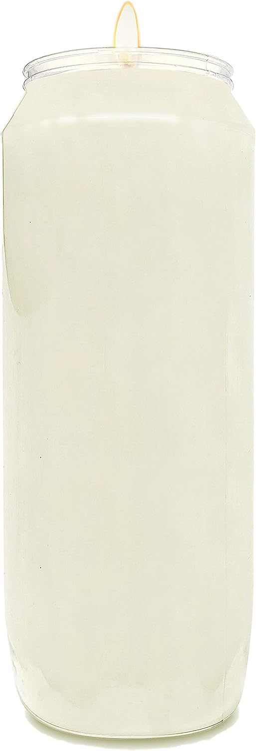 Hyoola 9 Day Prayer Candles 7 inch Tall Pillar Candles for Religious, Memorial, Party Decor, Vigil and Emergency Use - Vegetable Oil Wax in Plastic Jar Container, White (Pack of 10)