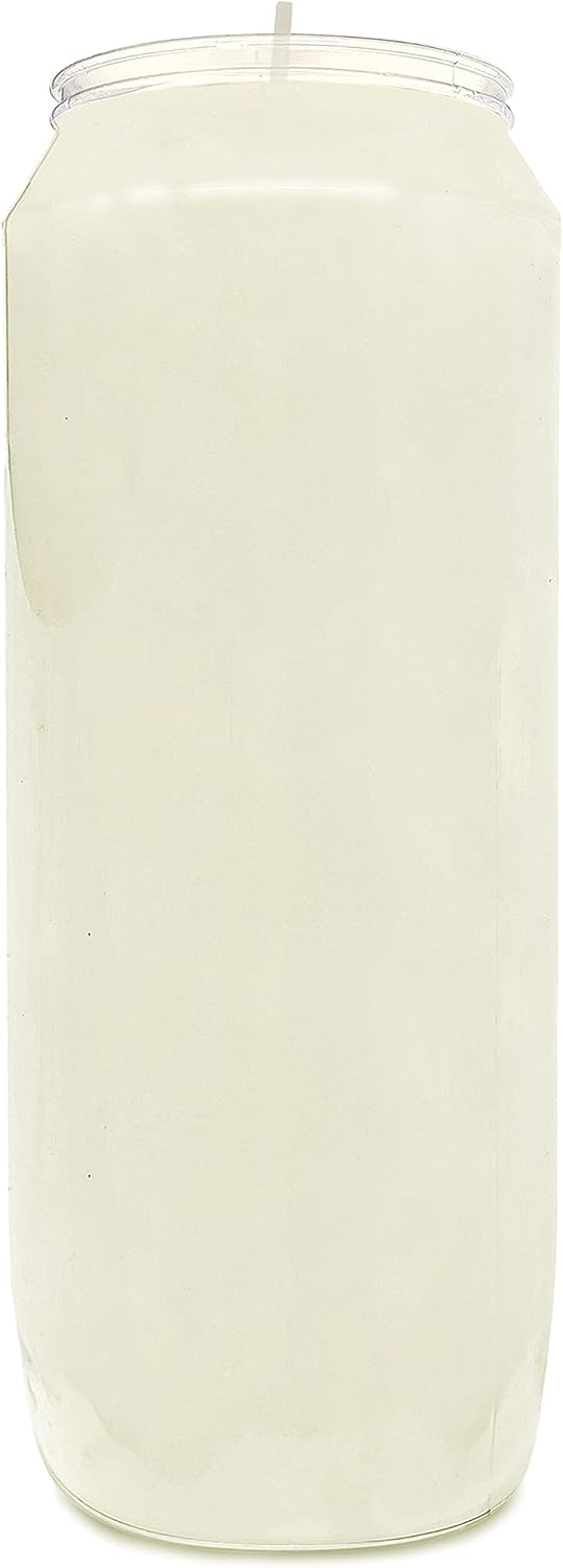Hyoola 9 Day Prayer Candles 7 inch Tall Pillar Candles for Religious, Memorial, Party Decor, Vigil and Emergency Use - Vegetable Oil Wax in Plastic Jar Container, White (Pack of 10)