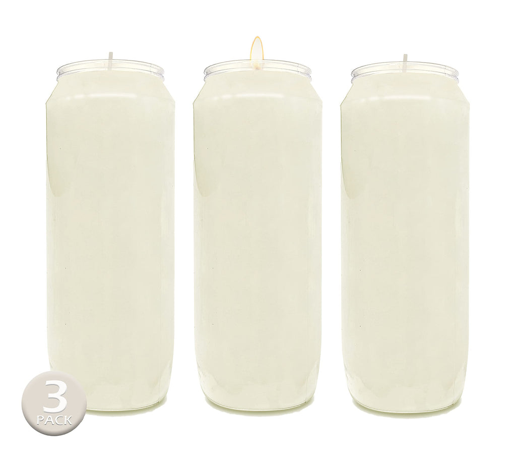Hyoola 9 Day Prayer Candles 7 inch Tall Pillar Candles for Religious, Memorial, Party Decor, Vigil and Emergency Use - Vegetable Oil Wax in Plastic Jar Container, White (Pack of 10)