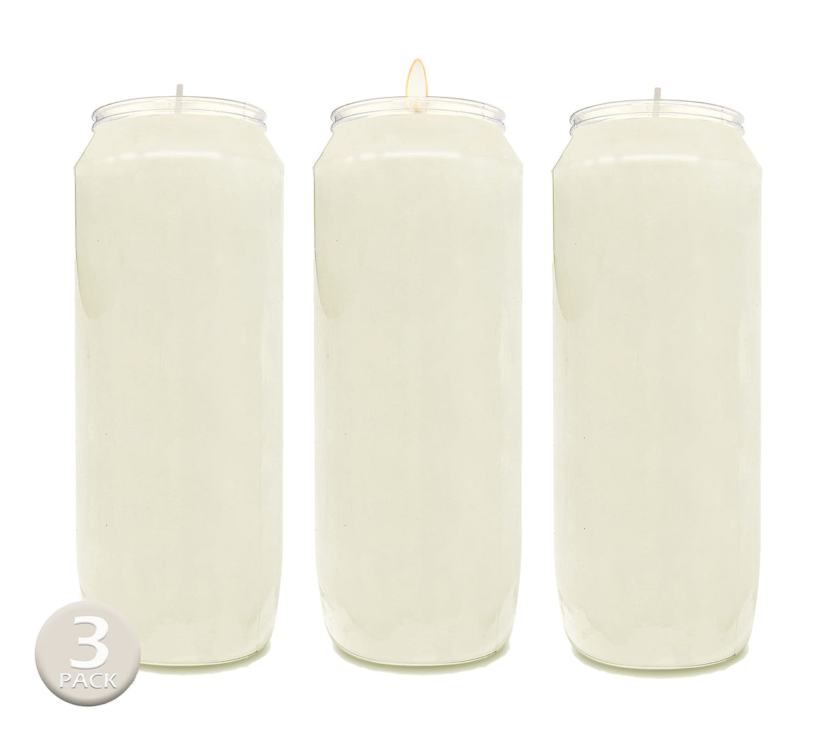 Hyoola 9 Day Prayer Candles 7 inch Tall Pillar Candles for Religious, Memorial, Party Decor, Vigil and Emergency Use - Vegetable Oil Wax in Plastic Jar Container, White (Pack of 10)