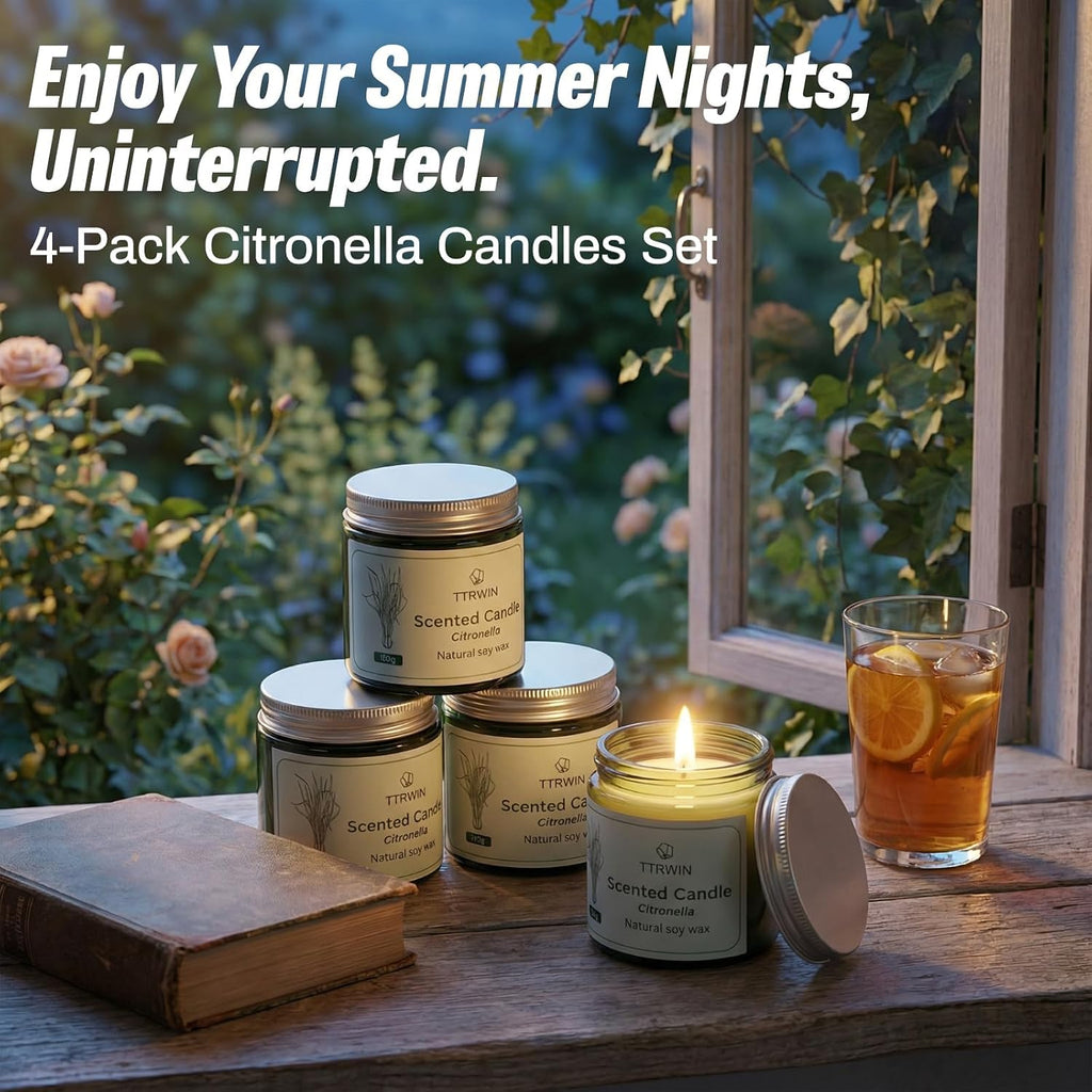 TTRWIN Citronella Candles, 4 Pick Citronella Candles Outdoor, Soy Wax