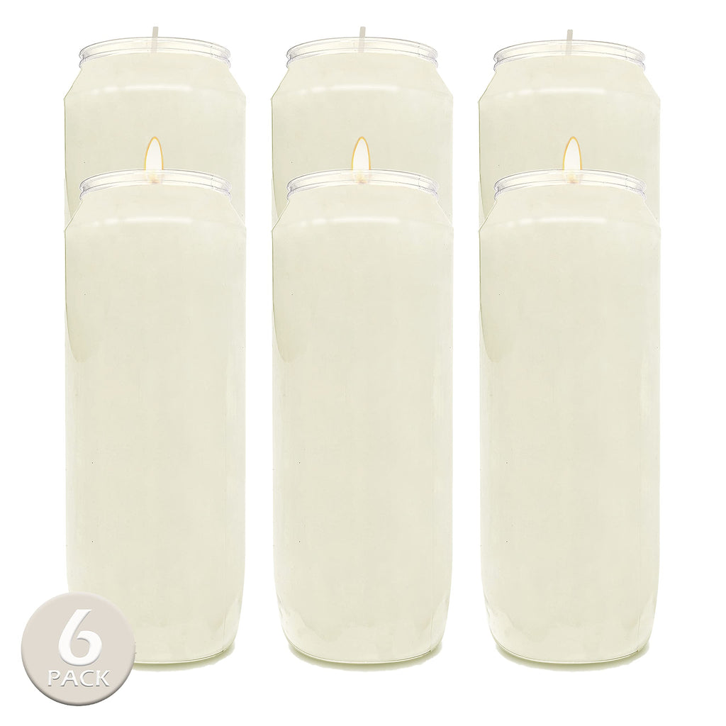 Hyoola 9 Day Prayer Candles 7 inch Tall Pillar Candles for Religious, Memorial, Party Decor, Vigil and Emergency Use - Vegetable Oil Wax in Plastic Jar Container, White (Pack of 10)