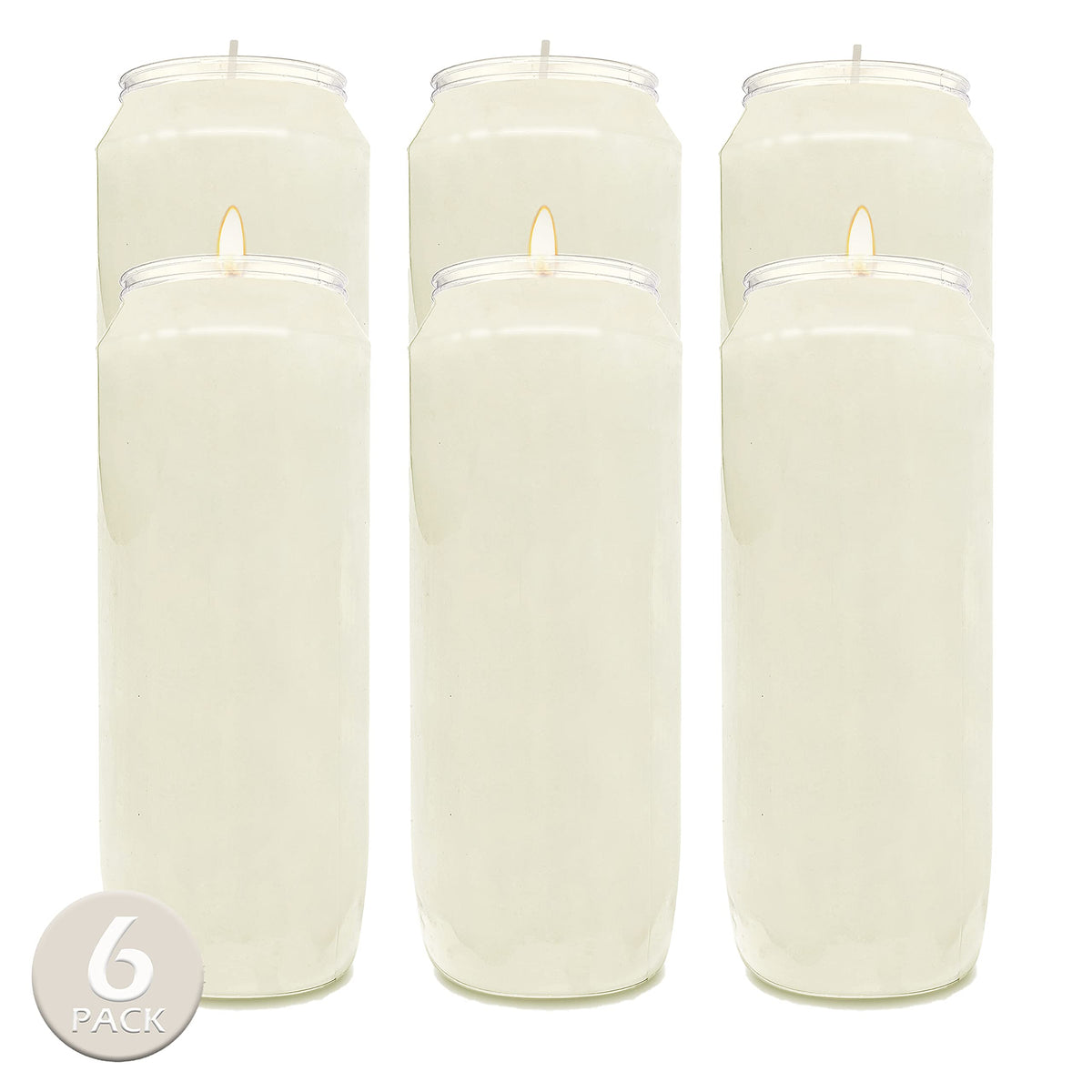 Hyoola 9 Day Prayer Candles 7 inch Tall Pillar Candles for Religious, Memorial, Party Decor, Vigil and Emergency Use - Vegetable Oil Wax in Plastic Jar Container, White (Pack of 10)