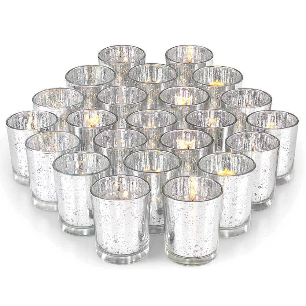 Volens Gold Party Decorations 72pcs, Mercury Glass Votive Candle Holders