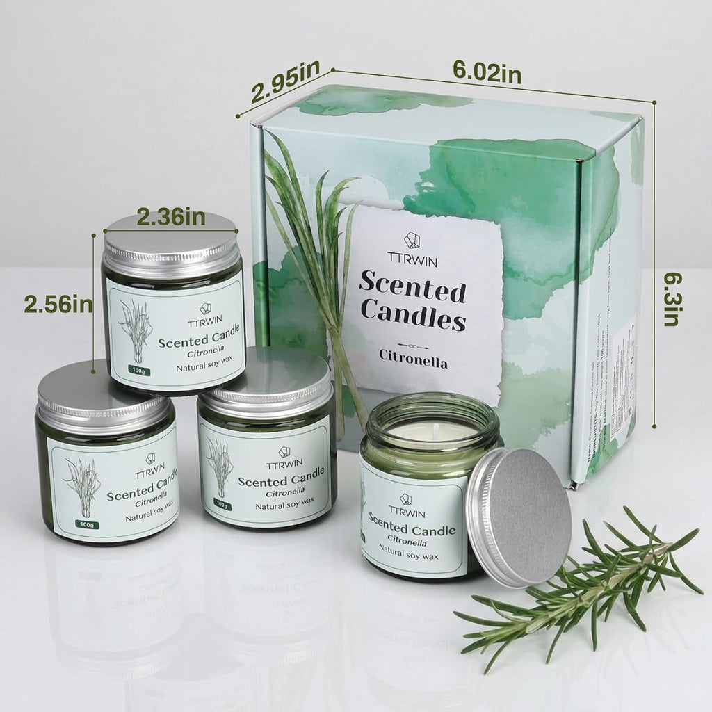 TTRWIN Citronella Candles, 4 Pick Citronella Candles Outdoor, Soy Wax