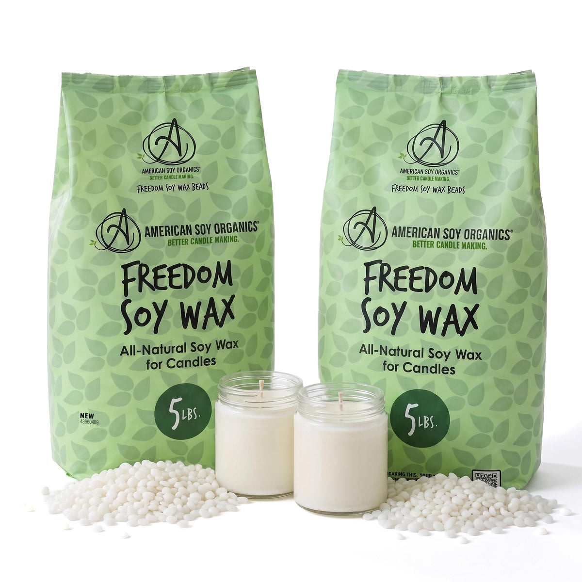 American Soy Organics Freedom Soy Wax Beads, All-Natural Candle Wax, 25 lbs
