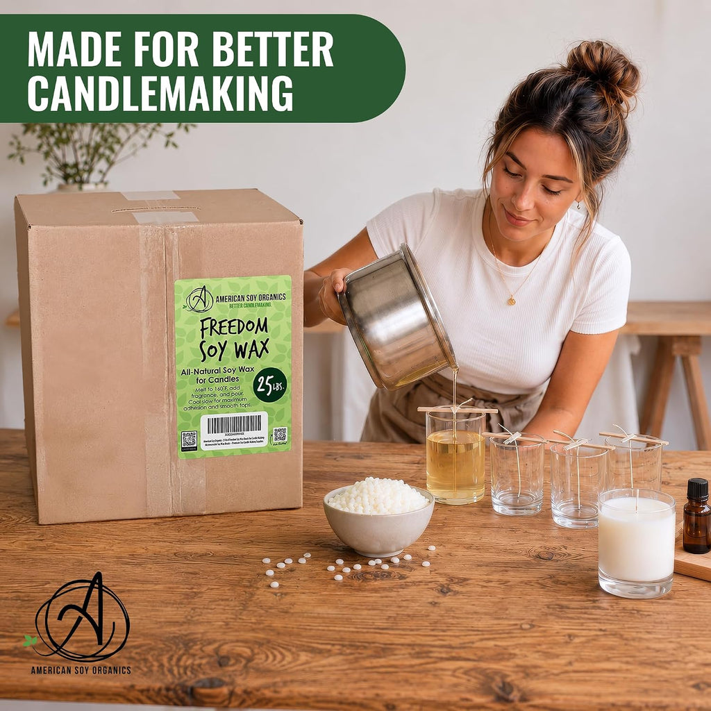 American Soy Organics Freedom Soy Wax Beads, All-Natural Candle Wax, 25 lbs