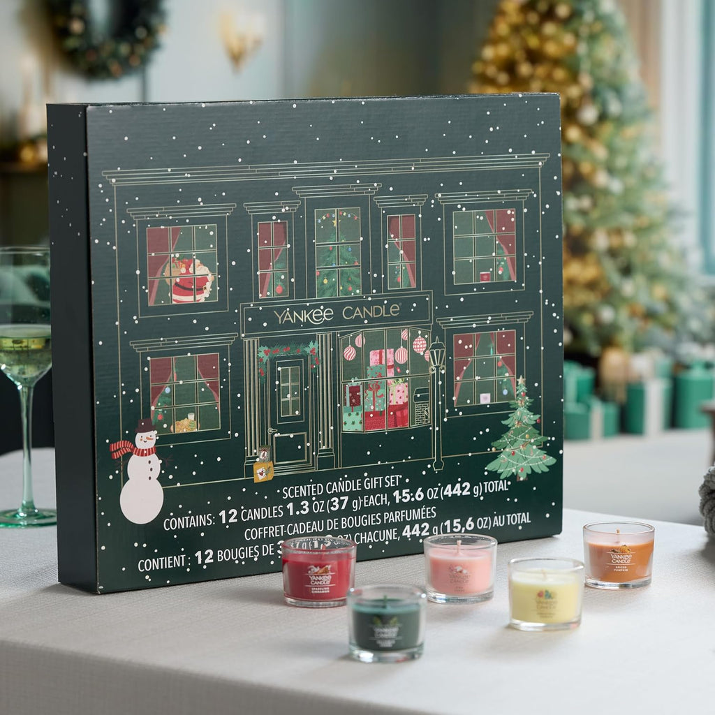 Yankee Candle Signature Votive Mini Candle Jars, 12 Days of Christmas Candle Advent Calendar 2026 Variety Pack, Natural Soy Wax Blend Candle with Natural Fiber Wick, 1.3 OZ Glass Jar, (Pack of 12)